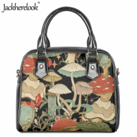 Jackherelook Mushroom Design 3D Printing Leather Handbag for Women Trendy New Street Shopping Shoulder Bag Leather Crossbodybag