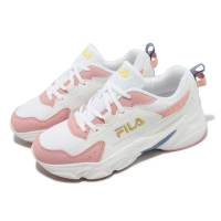 【FILA】休閒鞋 Hidden Tape 7 女鞋 白 粉紅 黃 復古 老爹鞋 斐樂(5J944X155)
