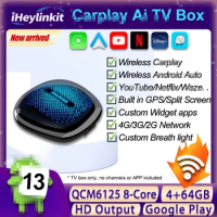 iHeylinkit CP608U Android 13 Carplay AI TV Box QCM6125 Wireless Android Auto Multimedia Box 4G LTE For Benz Audi Car Accessories