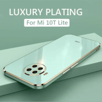 Luxury Square Plating Phone Case For Xiaomi Mi 10T Lite 5G Mi10T Lite ShockProof Soft TPU Silicone Back Cover Fundas