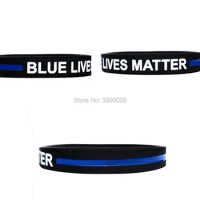 300pcs Thin Blue line Blue lives matter silicone wristband rubber bracelet free shipping by DHL