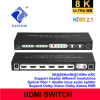 8K HDR HDMI True Matrix Conmutador Switch 4x2 4K 120Hz HDR HDMI Splitter 4 In 2 Out V2.1 speed switch Switcher For PS4 HDTV STB