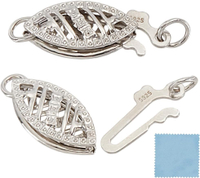 925 Sterling Silver Pearl Filigree Necklace Clasp 13mm Oval Filigree Fish Hook Clasp Horse Eye Jewel