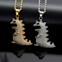 Hip Hop Necklace 316 Stainless Steel Dinosaur Pendant Necklace Dw461