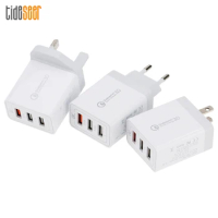 3 Port USB Phone Charger 18W EU US UK Plug Smart Fast Charge Mobile Phones Wall Travel Chargers for iPhone iPad Samsung 100pcs