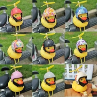 Bicycle Bell Duck with Helmet Propeller Rubber Cute Decoration for Bike Motorcycle Toy Duck Cycling Lights Bike Accessories