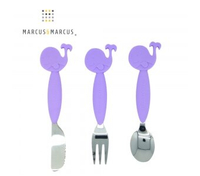 【紫貝殼】加拿大 MARCUS＆MARCUS 動物樂園不鏽鋼刀叉匙三件組