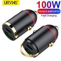 URVNS Dual Port 100W QC3.0 Type C Car Charger 65W Super FlashCharge USB Car Adapter Quick Charge for Honor Vivo Oppo Huawei
