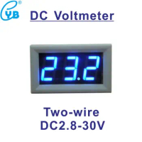 DC 2.8-30V Two Wires Volt Panel Meter Voltage Indicator Voltmeter DC Voltage Meter Volt Tester LED Display Blue White Cover