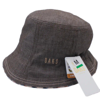 【DAKS】經典LOGO刺繡抗UV超輕量遮陽帽漁夫帽(茶色)