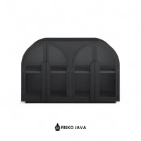 Bufet Kayu Jati Natural Black / Cabinet Ruangan Tamu / Bufet Pintu Kaca | DURIC