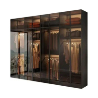 Women Modern Wardrobe Drawers Modern Hanger Rail Wardrobe Glass Simple Space Saver European Bedroom Furniture