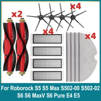 Main Brush Side Brush For Roborock S5 S502-00 S502-02 S5 Max S6 S6 MaxV S6 Pure E4 E5 Robot Vacuum Spare Parts Hepa Filter Mop