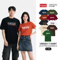 haas \The Vintage\" Unisex Haas T-Shirt เสื้อยืดแขนสั้น Vintage SBSK2559 Man Clothing"