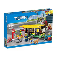ส่งฟรี. ตัวต่อ patible with Lego Ace 82053 City Series 60154 Bus Station Children Assembled Building
