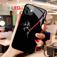 Star Wars Darth Vader Luminous Tempered Glass phone case For Apple iphone 12 11 Pro Max XS mini RGB Protect LED Backlight cover