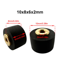 10x8x6x2 Copper Core Rubber Pinch Roller Cassette Belt Pulley For Sony Audio Recorder Tape Deck Drives Walkman Stereo Player
