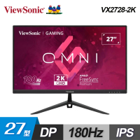 【ViewSonic 優派】27型 VX2728-2K IPS 180Hz 電競螢幕