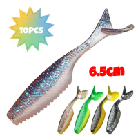 10pcs 6.5cm T - Tail Soft Baits – PVC Slow-Sinking, Gaya Renangan Lincah & Tahan Gigitan untuk Air T