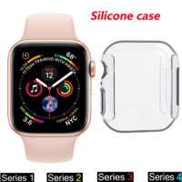 Silicone protector case For apple watch band 44mm 40mm 42mm 38mm iwatch series 5 4 3 2 watch cover Ultra-thin Clear frame shell