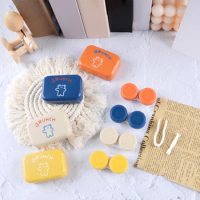 Solid Color Bear Style Contact Lens Case Ins Wind Contact Companion Case with Lens Contact Lens Case Care Box for Women Girl