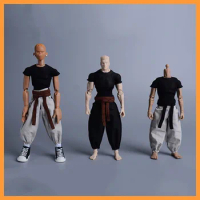1/12 Male Soldier Japanese Role Samurai Training Uniform Tight T-shirt Lantern Pants with Belt For 6'' Romankey Action Figures