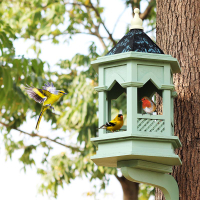 餵鳥器 鳥類之家英式古典哥特式防雨鳥屋喂鳥器 景觀園藝造景高端別墅裝飾