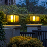 太陽能現代簡約柱頭燈新中式墻頭燈圍墻燈花園別墅戶外防水庭院燈
