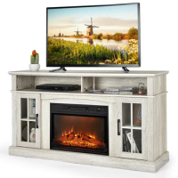 Fireplace TV Stand 58" W/ 1400W Electric Fireplace for TVs up to 65 Inches