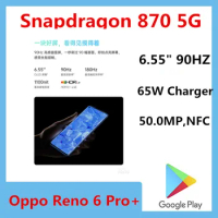 Original Oppo Reno 6 Pro+ Plus 5G Smart Phone NFC 50.0MP Snapdragon 870 65W Charger 6.55" 90HZ Android 11.0 Screen Fingerprint