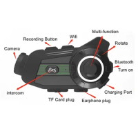 S3 Motorcycle Helmet Camera HD Bluetooth Wifi Motorbike DVR Dash Cam Wireless BT 5.1 Helmet Intercom( 2K)