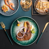 牛排盤子西餐盤家用輕奢創意北歐陶瓷餐具牛扒盤平盤早餐盤意面盤