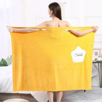 Plus Size Wearable Microfiber Bathrobe Ladies Shower Ladies Soft Bath Towels Home Textiles Bath Towels and Sauna Towels Bathroom