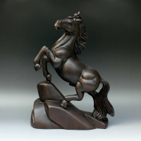 黑檀木雕刻馬擺件紅木生肖動物馬實木工藝品飾品馬到成功家居禮品