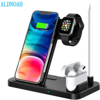 Wireless Charger 4 in 1 Fast Wireless Charging Station 15W Charging Stand For Apple Watch AirPods iPhone 13 12 Pro Max Mini 11