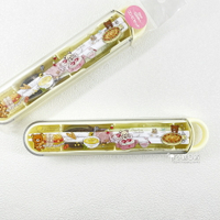 日本製 Rilakkuma 拉拉熊 筷子 湯匙 靜音餐具收納盒組｜小鶴日貨