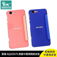 強強滾p-夏普 SHARP AQUOS P1 半透視 側掀 皮套 - 粉 側翻 手機殼