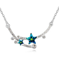 925純銀項鍊 水晶吊墜-閃亮鑲鑽時尚星星情人節生日禮物女飾品4色73ju154【獨家進口】【米蘭精品】