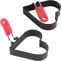 3.5 Inch Egg Ring with Foldable Handle Stainless Steel Heart Shaped Egg Rings for Frying Eggs Englis