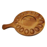 Wooden Deviled Egg Tray Round Deviled Egg Tray Container Egg Holder 16 Holes Serving Tray Container Kitchen Accessories