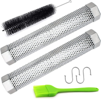 2pcs Smoker Tube 12in Pellet Smoker Tube Stainless Steel Smoke Tube for Hot or Cold 5 Hours of Billo