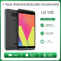 Original Unlocked LG V20 Single Sim 4GB RAM+64GB Octa-core 16MP 5.7'' 3200mAh Android 7.0 NFC FM radio QC3 Fingerprint Cellphone