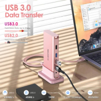 Lention USB HUB Docking Station Type C to HDMI 4K@60H PD100W Ethernet1k USB 3.0/2.0&amp;Aux Adapter for MacBook Pro/Air Ipad Surface