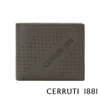 【Cerruti 1881】限量2折 義大利頂級小牛皮十字紋6卡皮夾 全新專櫃展示品(灰色 CEPU05919M)