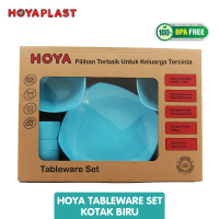 HOYAPLAST Tableware Set Of 12pcs (4piring + 4mangkok + 4mug) Plastik Tebal dengan Desain 8 Warna