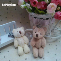 50pcs/lot Kawaii Small Joint Teddy Bears Stuffed Plush With Chain 8CM Toy Teddy-Bear Mini Bear Ted Bears Plush Toys Gifts 043