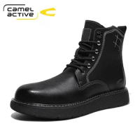 Camel Active Men Boots Autumn &amp; Winter Fashion Shoes Man Original Design Casual Boots Men Lace-up Genuine Leather Men's Boots