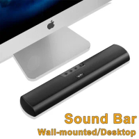 20W Wireless Bluetooth Sound Bar Dual Horn Subwoofer Family Sound System Wall-mounted for TV PC U Disk TF Card Desktop Speaker