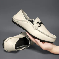 Boat Shoes Slip-On Shoes Flat Shoes Breathable Fashion Classics Daily Man Loafers Casual Leather Shoes
