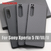 HANWOR Pure Carbon Fiber Phone Case for Sony Xperia 5 II III IV V Ultra-thin Anti-fall Premium Aramid Fiber Xperia 5 V 5G Cover